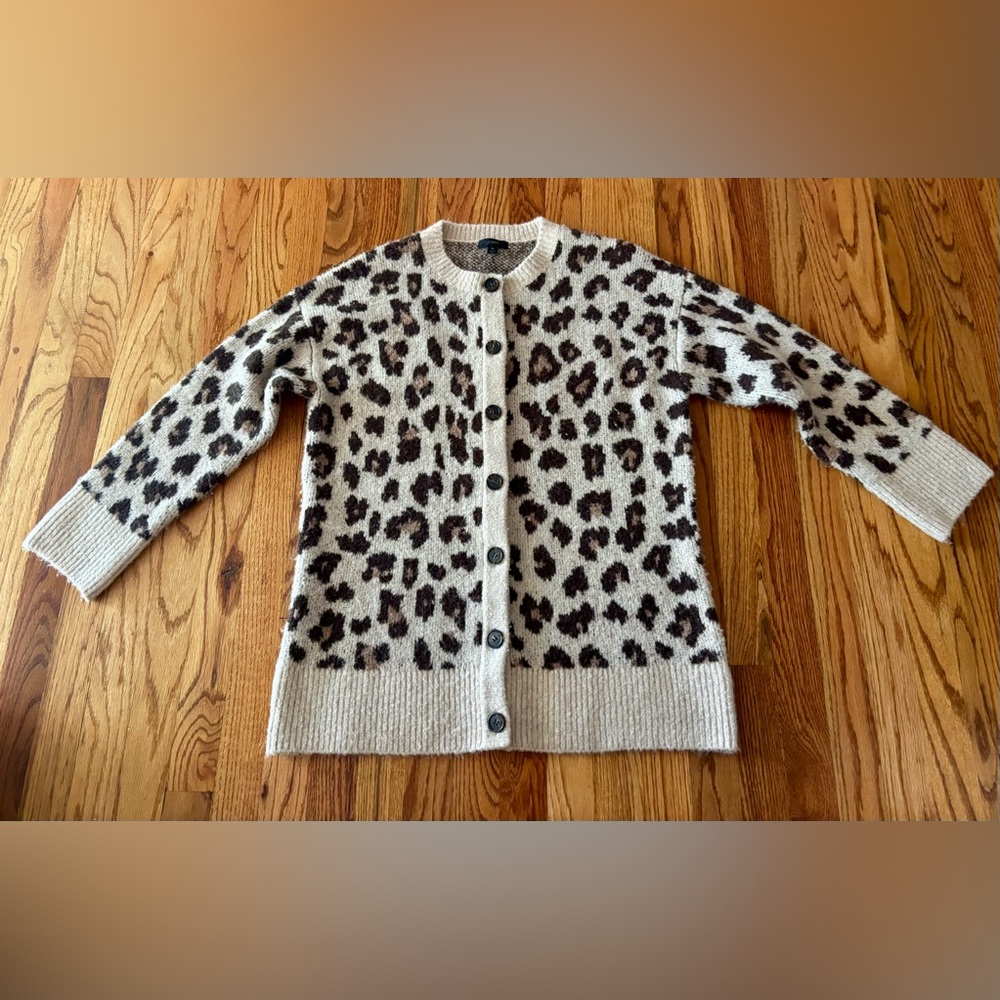 J. Crew Leopard Print Cardigan - Cream and Brown
